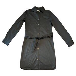 UNTUCKit Angelina Dress Shirt Dress with Belt Long Sleeve Black Size 2